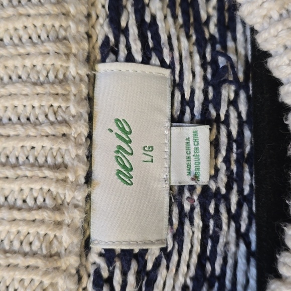 Aerie Striped Knit Sweater - Navy and Cream L - Picture 2 of 2